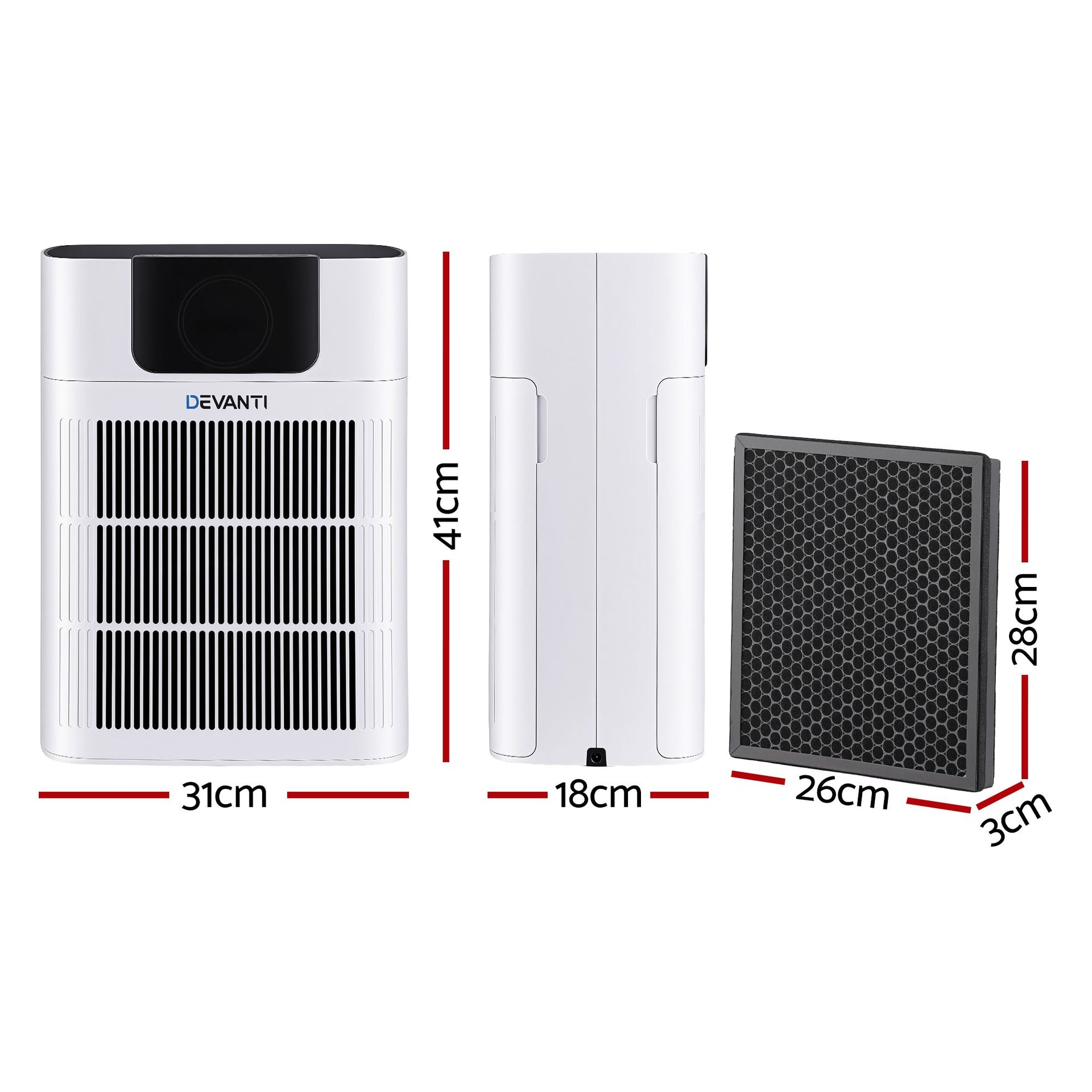 Devanti Pet Air Purifier H12 HEPA Filter Cleaner Replacement Filter White Awezingly