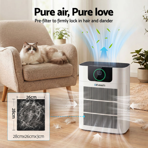 Devanti Pet Air Purifier H12 HEPA Filter Cleaner Replacement Filter White Awezingly