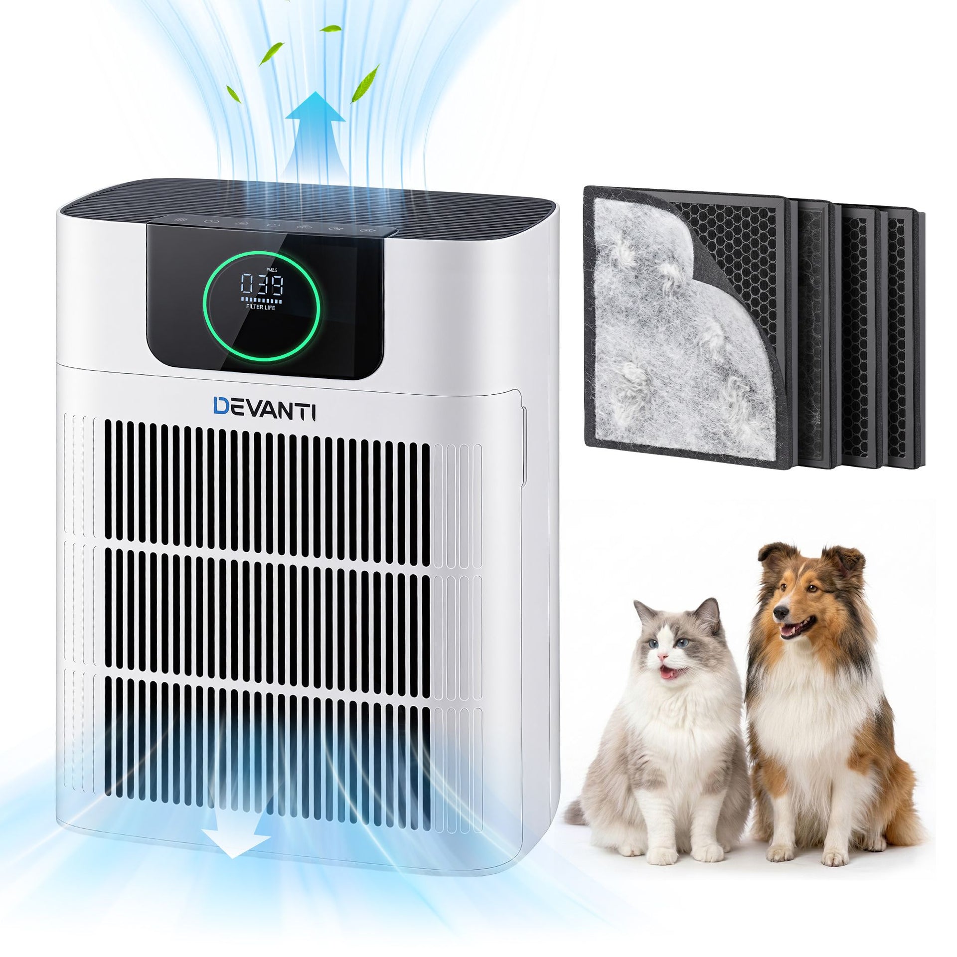 Devanti Pet Air Purifier H12 HEPA Filter Cleaner Replacement Filter White Awezingly