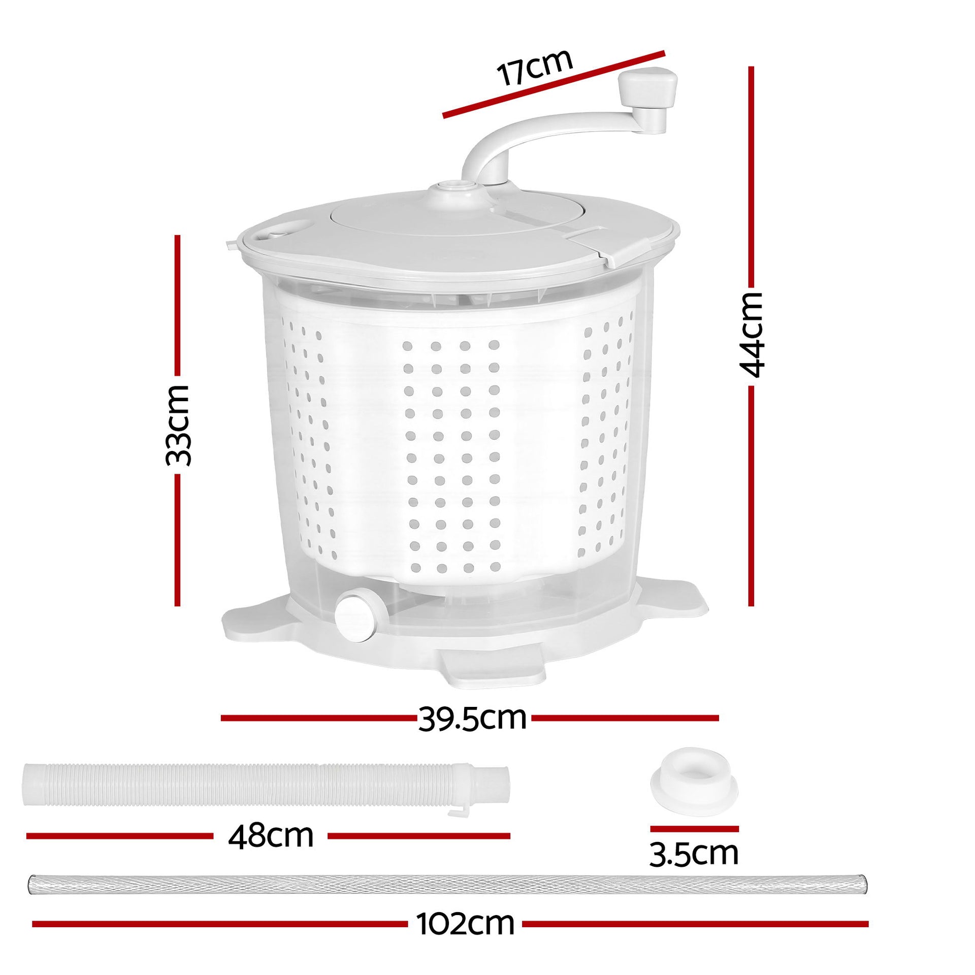 Devanti Portable Washing Machine Manual Spin Dryer Compact for Camping Caravan Apartment Awezingly