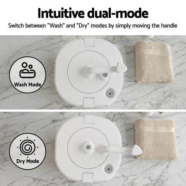 Devanti Portable Washing Machine Manual Spin Dryer Compact for Camping Caravan Apartment Awezingly