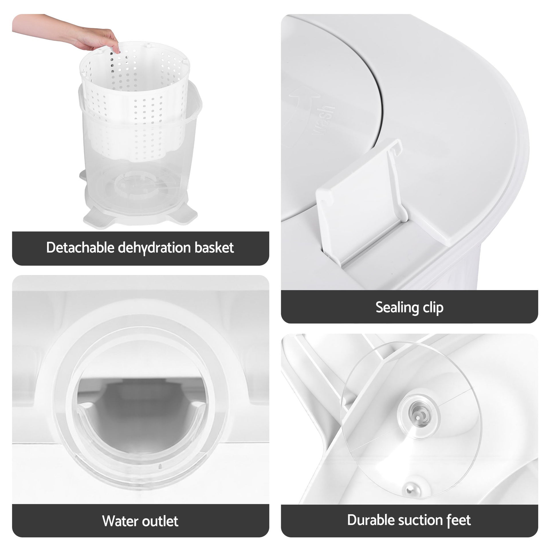 Devanti Portable Washing Machine Manual Spin Dryer Compact for Camping Caravan Apartment Awezingly