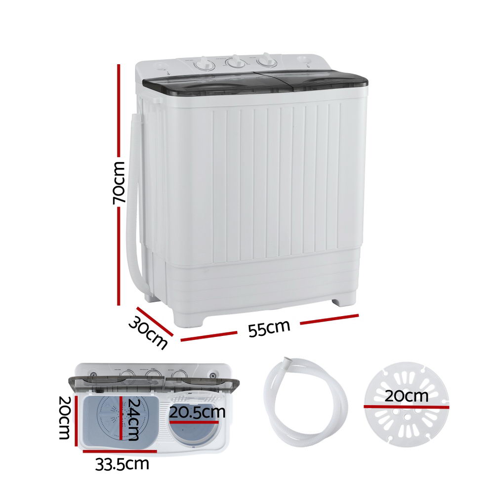 Devanti Portable Washing Machine Twin Tub 4.5KG Awezingly