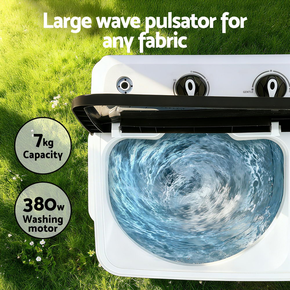 Devanti Portable Washing Machine Twin Tub 7KG White Awezingly