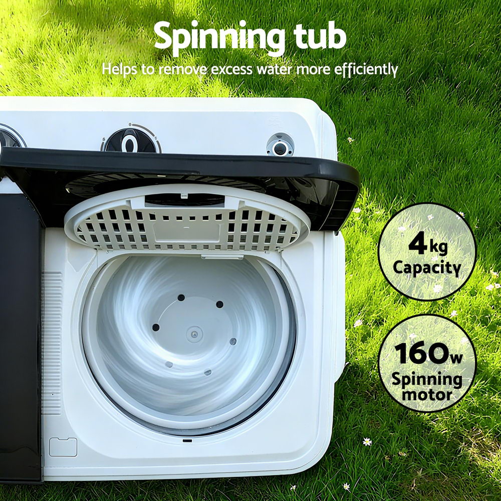 Devanti Portable Washing Machine Twin Tub 7KG White Awezingly