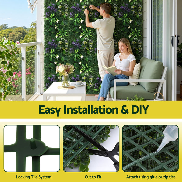 Gardeon 4PCS Artificial Plant Wall Panels 40X60CM Boxwood Panel Hedge Grass Backdrop Backyard Green Decor Awezingly