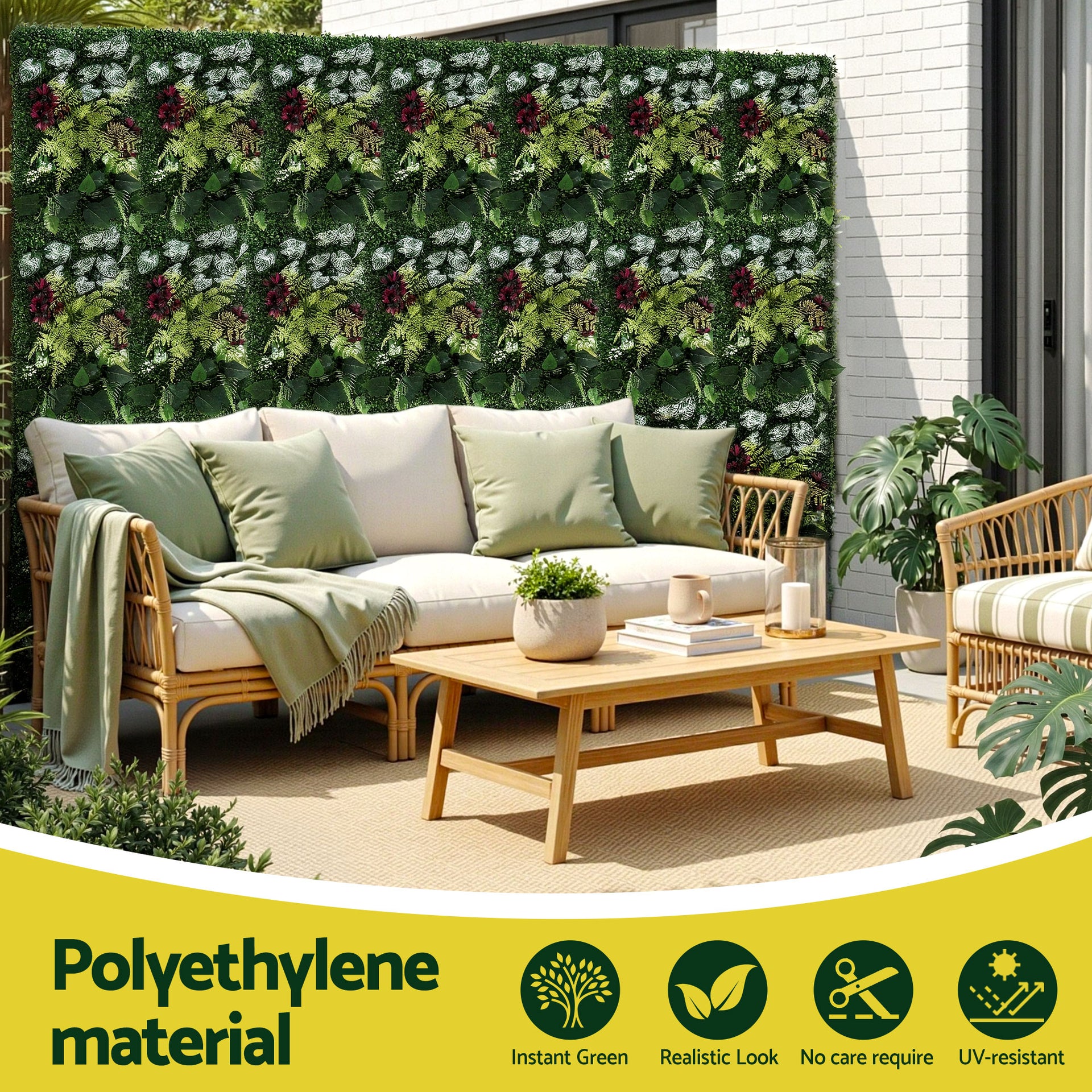 Gardeon 4PCS Artificial Plant Wall Panels 40X60CM Boxwood Panel Flower Backdrop Backyard Green Decor Awezingly