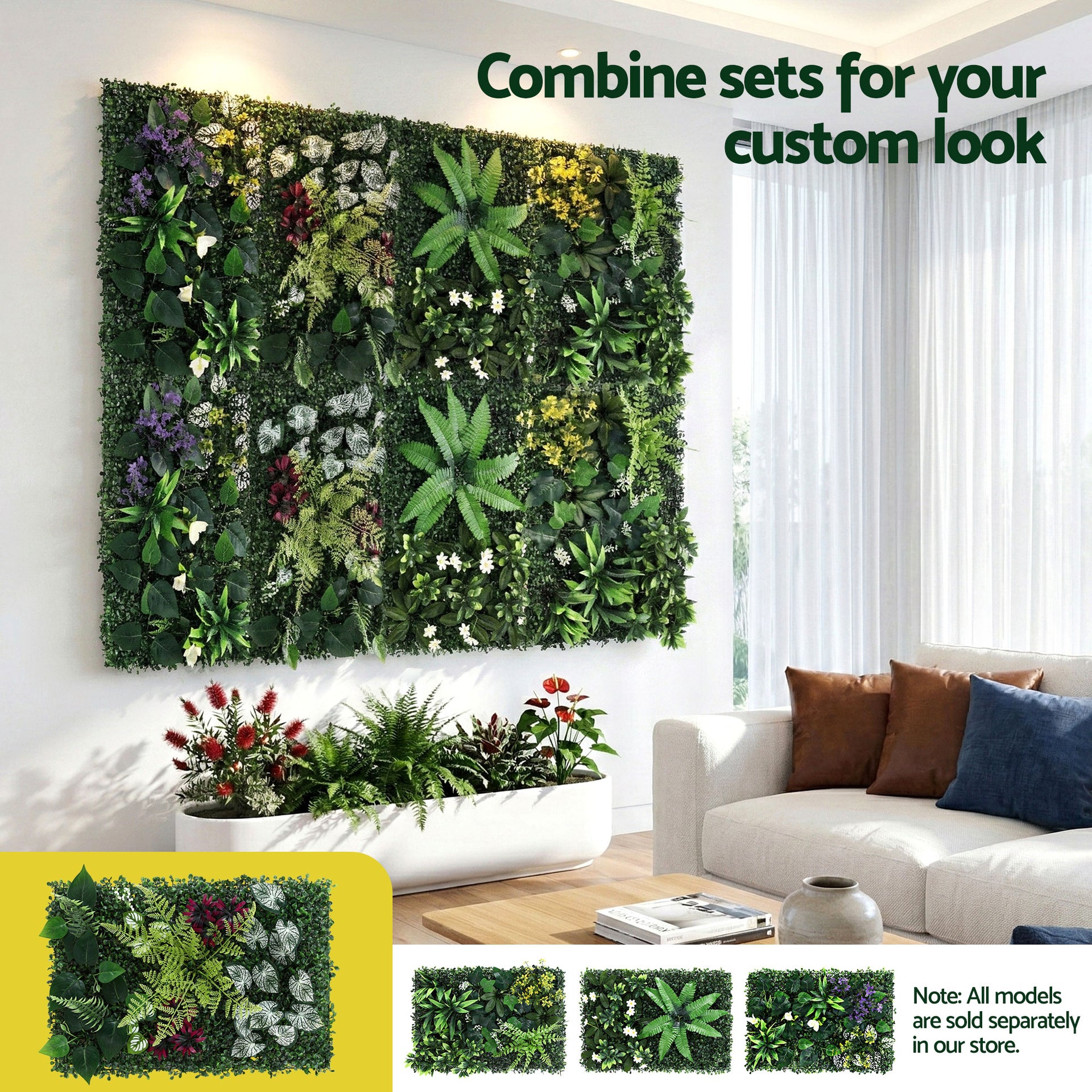 Gardeon 4PCS Artificial Plant Wall Panels 40X60CM Boxwood Panel Flower Backdrop Backyard Green Decor Awezingly
