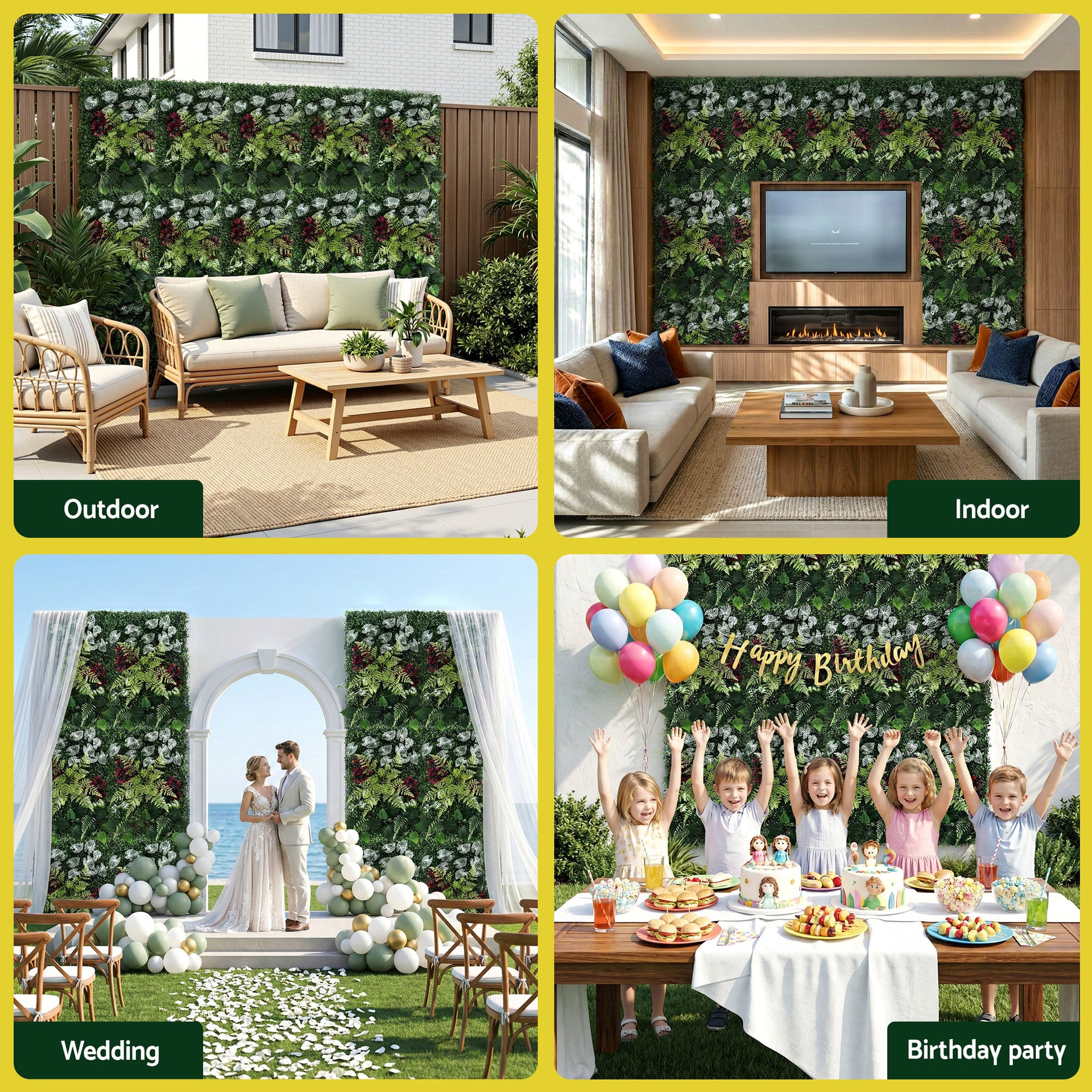 Gardeon 4PCS Artificial Plant Wall Panels 40X60CM Boxwood Panel Flower Backdrop Backyard Green Decor Awezingly