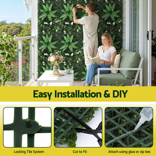 Gardeon 4PCS Artificial Plant Wall Panels 40X60CM Boxwood Panel Leaf Backdrop Backyard Green Decor Awezingly