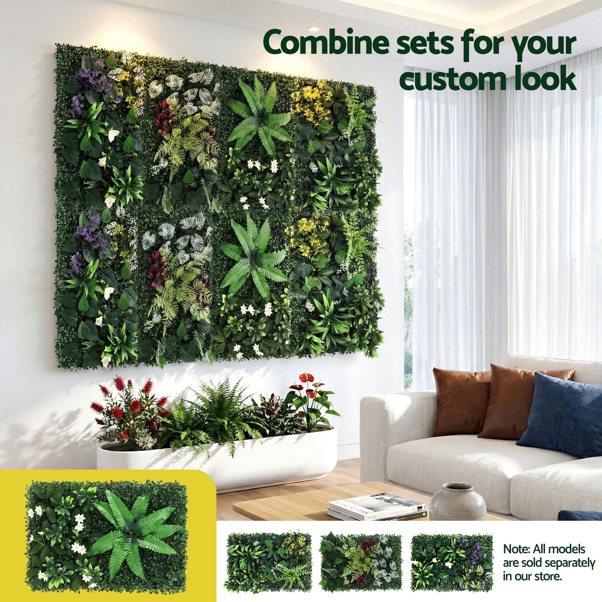 Gardeon 4PCS Artificial Plant Wall Panels 40X60CM Boxwood Panel Leaf Backdrop Backyard Green Decor Awezingly