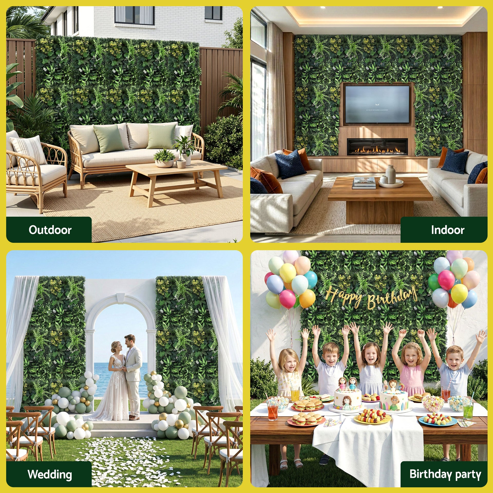 Gardeon 4PCS Artificial Plant Wall Panels 40X60CM Boxwood Panel Backyard Hedge Grass Backdrop Green Decor Awezingly