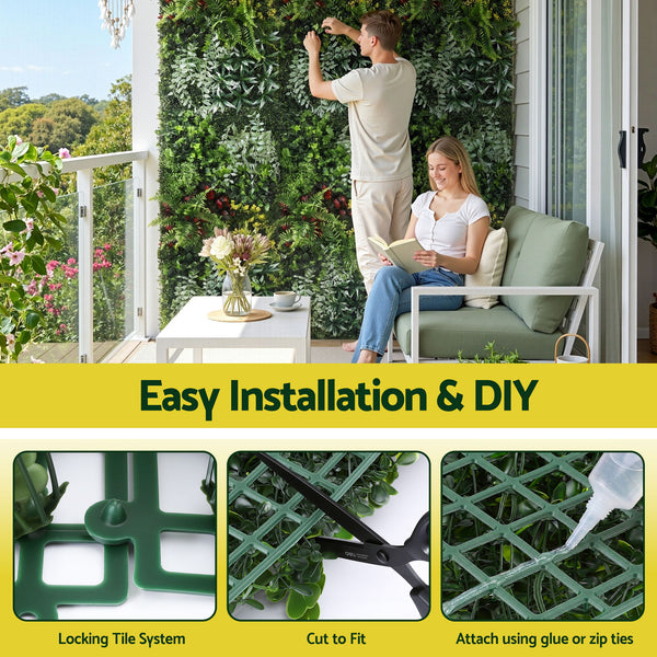 Gardeon Artificial Plant Wall Panels 50X100CM Boxwood Panel Hedge Grass Backdrop Backyard Green Decor Gardeon