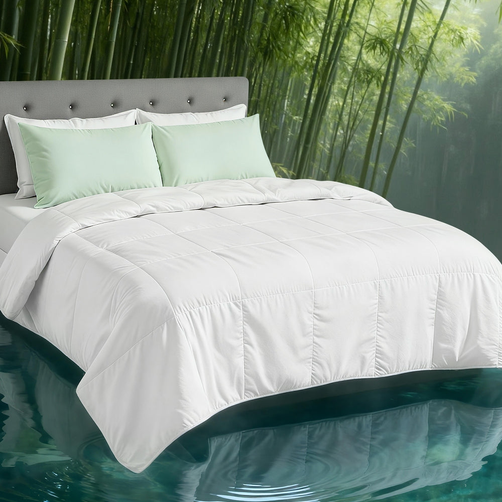 Giselle Bedding 200GSM Bamboo Quilt Summer Quilts All Season Doona Duvet Lightweight Double Awezingly