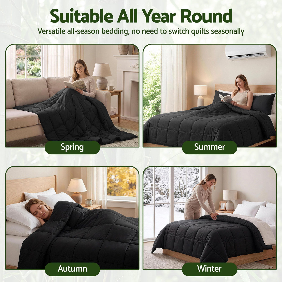 Giselle 200GSM Bamboo Microfibre Double Quilt Lightweight All Season Doona Duvet Awezingly