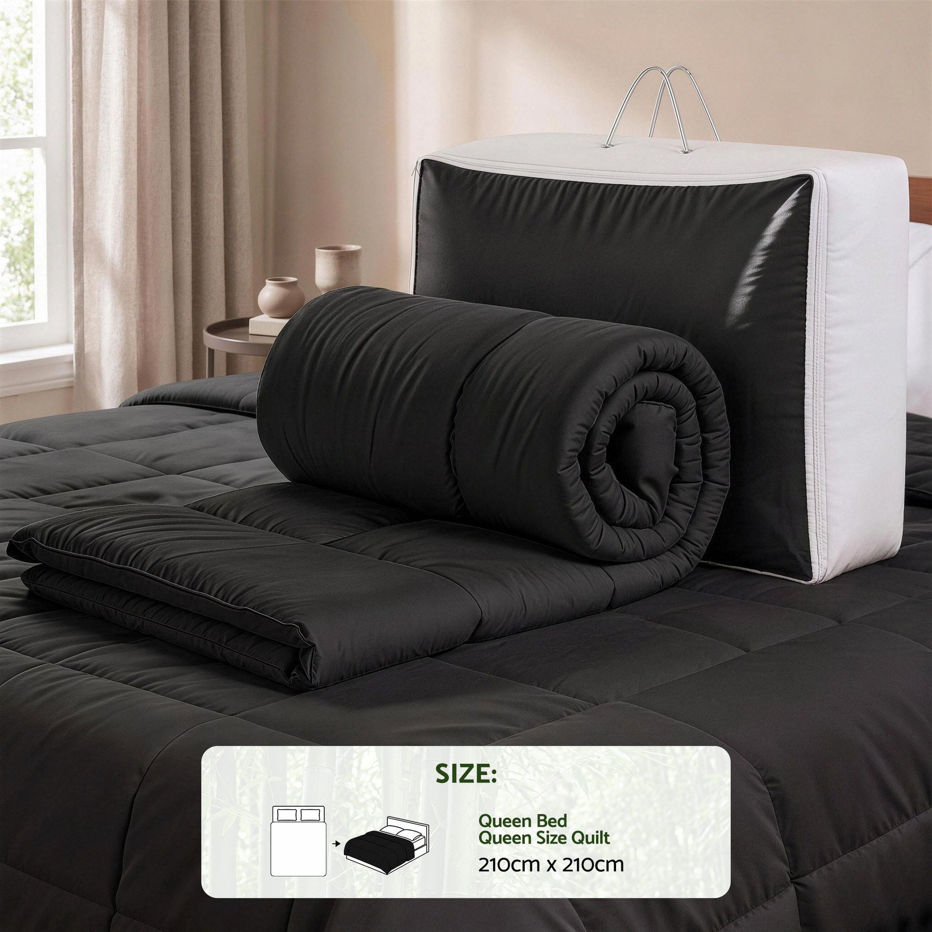Giselle 200GSM Bamboo Microfibre Queen Quilt Lightweight All Season Doona Duvet Awezingly