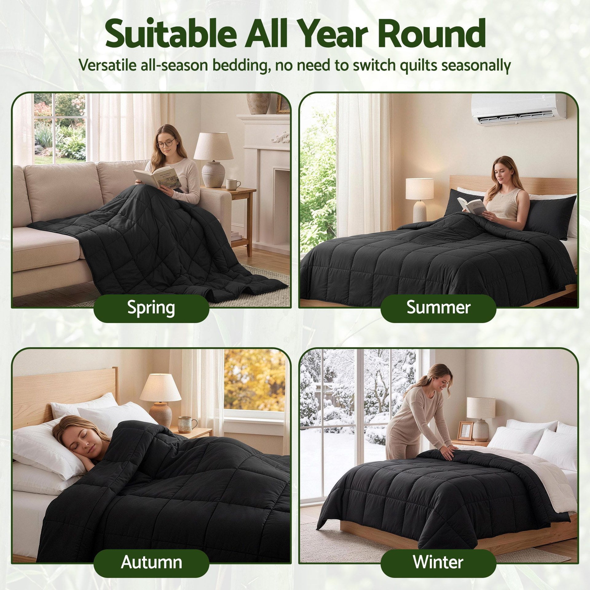 Giselle 200GSM Bamboo Microfibre Queen Quilt Lightweight All Season Doona Duvet Awezingly