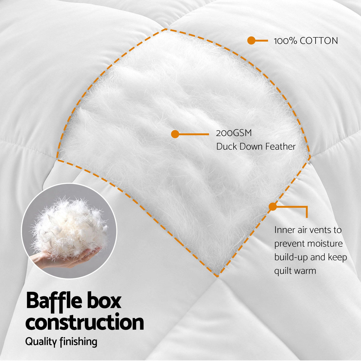 Giselle Bedding Double Quilt, 200GSM Summer Duck Down Feather Doona Insert Awezingly