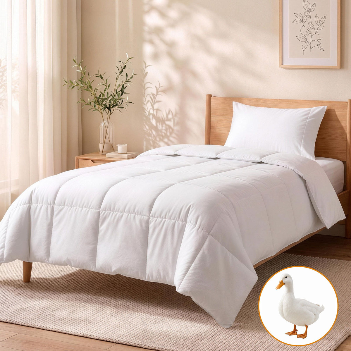 Giselle Bedding Single Quilt, 200GSM Summer Duck Down Feather Doona Insert Awezingly