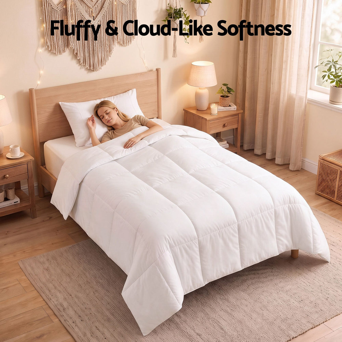 Giselle Bedding Single Quilt, 200GSM Summer Duck Down Feather Doona Insert Awezingly