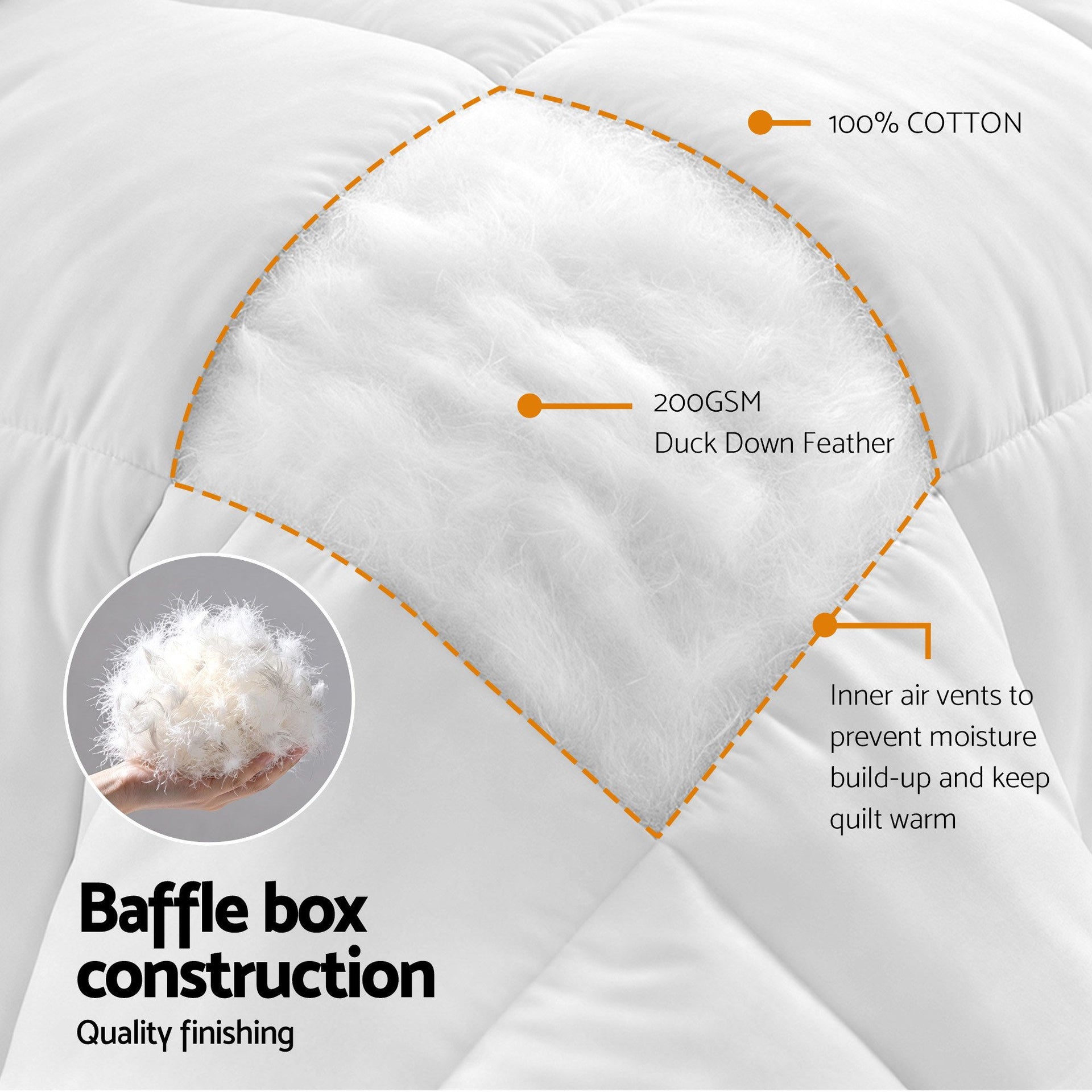 Giselle Bedding Super King Quilt, 200GSM Summer Duck Down Feather Doona Insert Awezingly