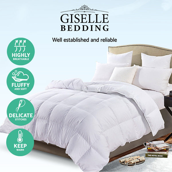 Giselle Bedding 700GSM Goose Down Feather Quilt Double Awezingly