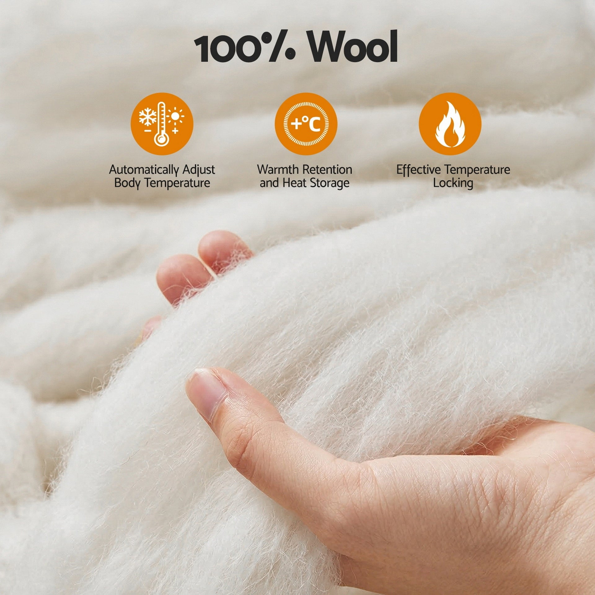Giselle Bedding Wool Quilt 500GSM Thick Super King Winter Doona Baffle Box Construction 100% Wool Filling Awezingly