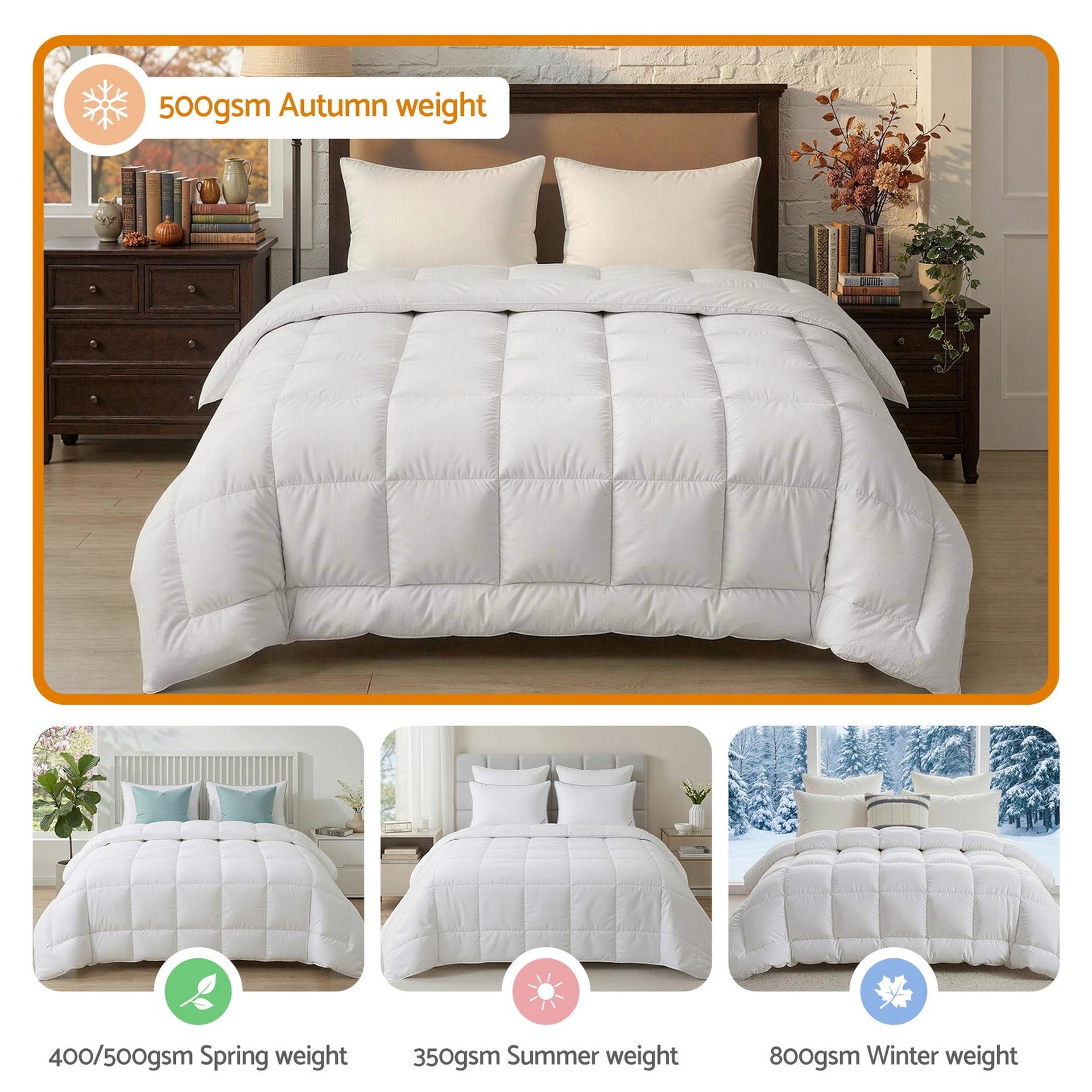 Giselle Bedding Wool Quilt 500GSM Thick Super King Winter Doona Baffle Box Construction 100% Wool Filling Awezingly