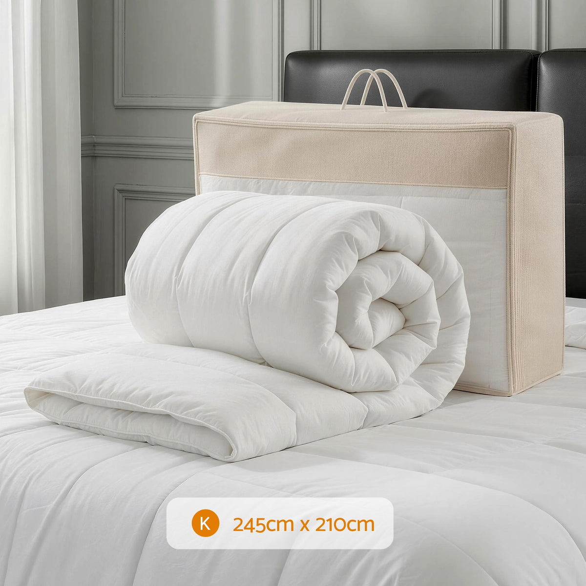 Giselle Bedding Wool Quilt 800GSM Extra Thick King Winter Doona Baffle Box Construction 100% Wool Filling Awezingly