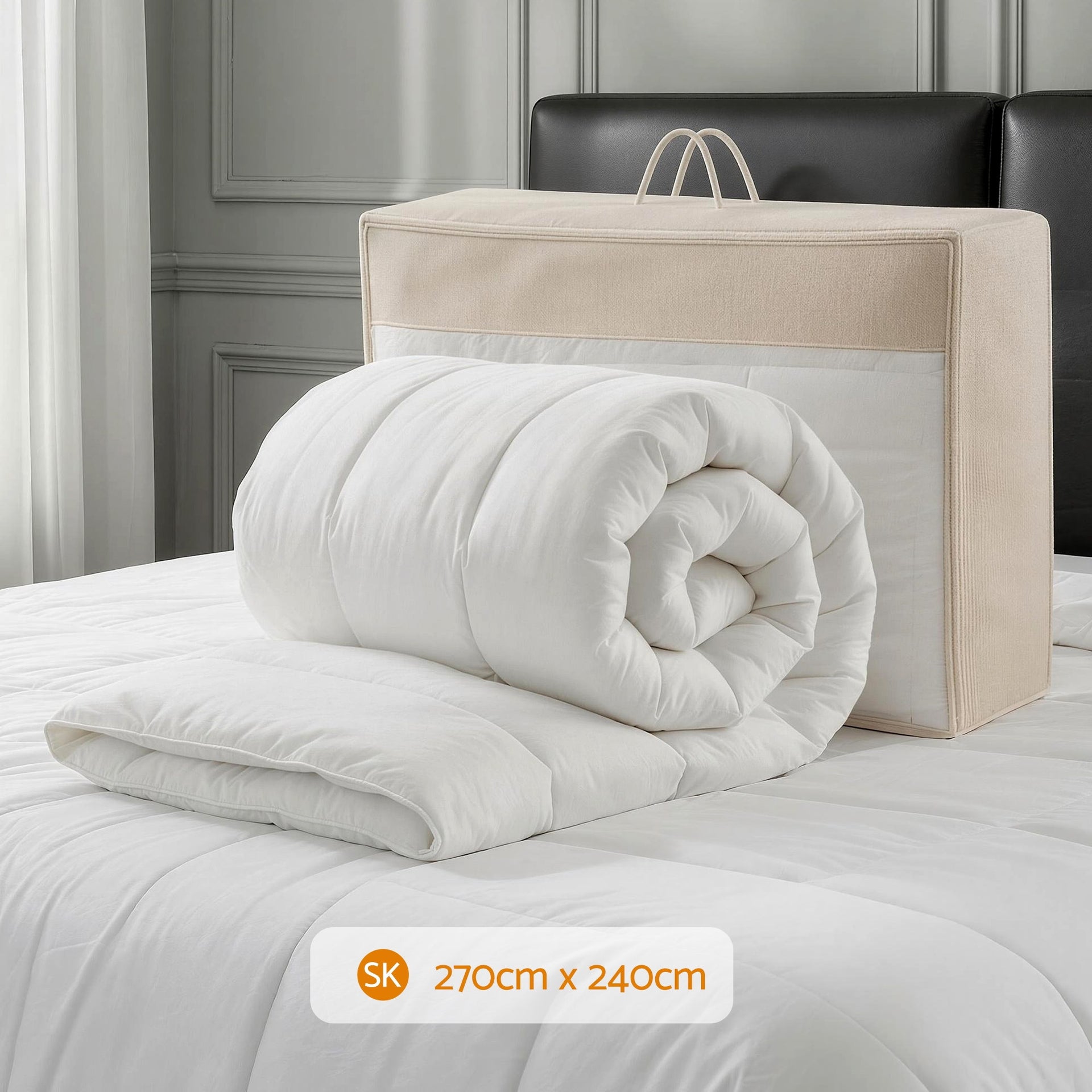 Giselle Bedding Wool Quilt 800GSM Extra Thick Super King Winter Doona Baffle Box Construction 100% Wool Filling Awezingly