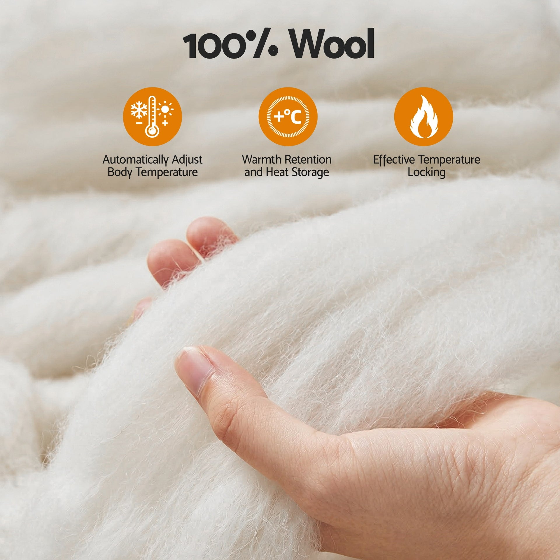 Giselle Bedding Wool Quilt 800GSM Extra Thick Super King Winter Doona Baffle Box Construction 100% Wool Filling Awezingly