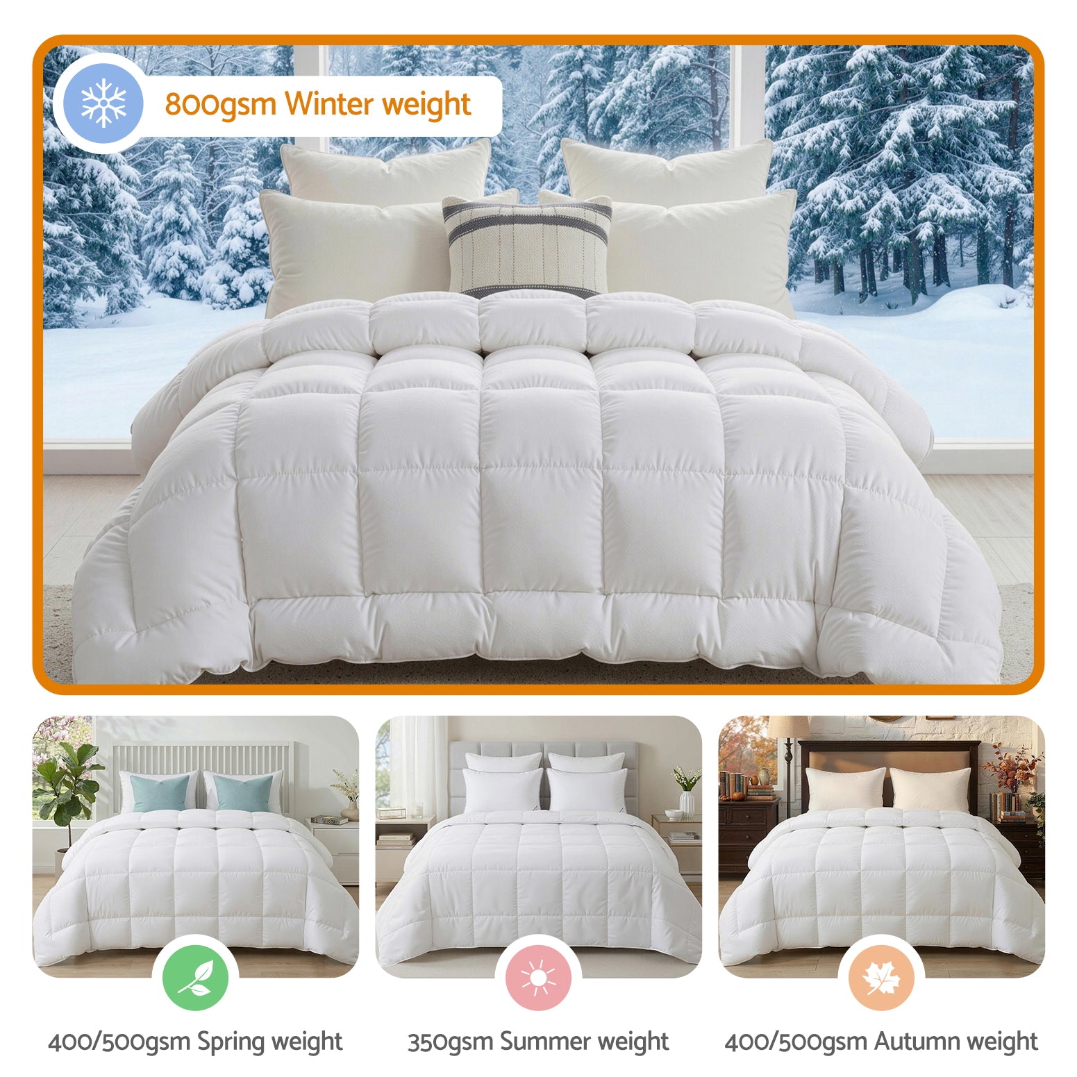 Giselle Bedding Wool Quilt 800GSM Extra Thick Super King Winter Doona Baffle Box Construction 100% Wool Filling Awezingly