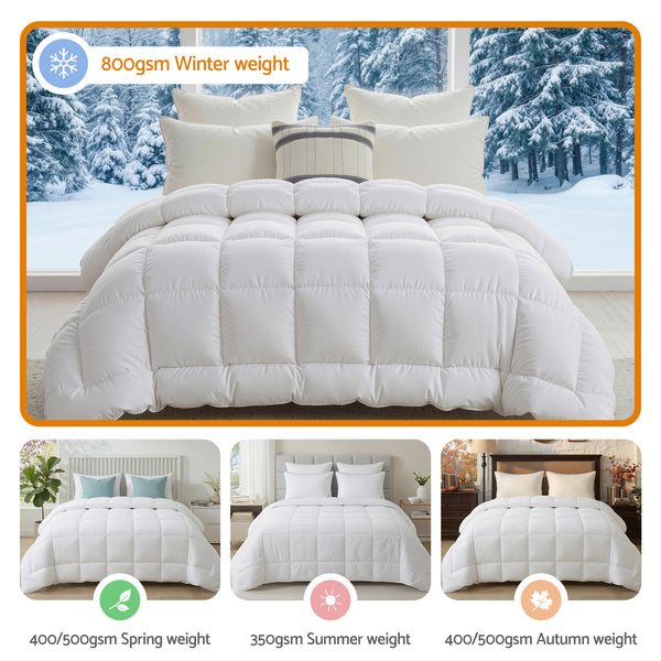 Giselle Bedding Wool Quilt 800GSM Extra Thick Super King Winter Doona Baffle Box Construction 100% Wool Filling Awezingly