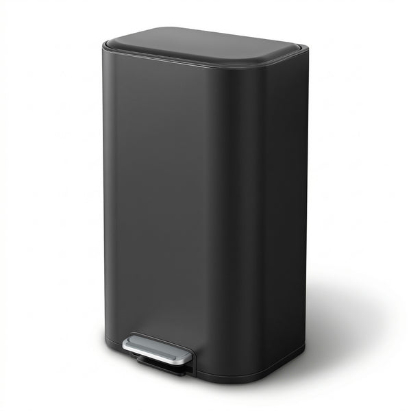 Cefito Kitchen Trash Can 40L Pedal Bins Rubbish Bin Steel with Soft Close Lid, Removable Inner Bucket, Rectangular Garbage Can Recycling Bin, Black Awezingly