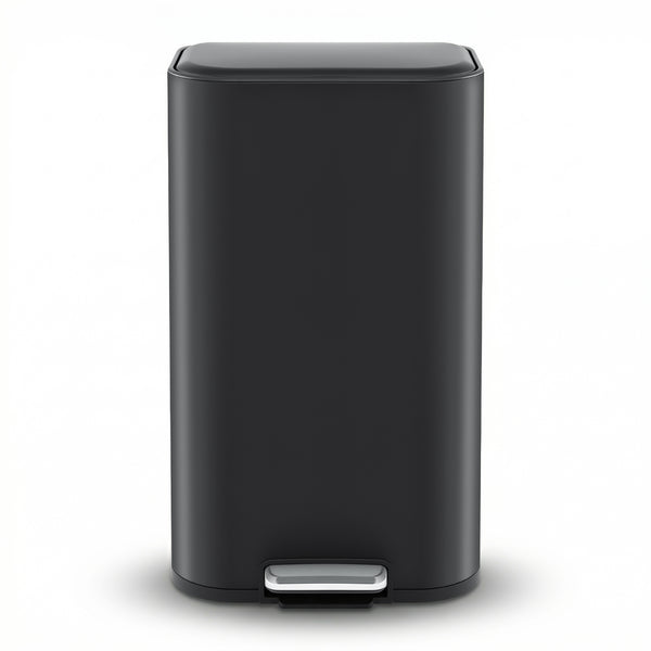 Cefito Kitchen Trash Can 40L Pedal Bins Rubbish Bin Steel with Soft Close Lid, Removable Inner Bucket, Rectangular Garbage Can Recycling Bin, Black Awezingly