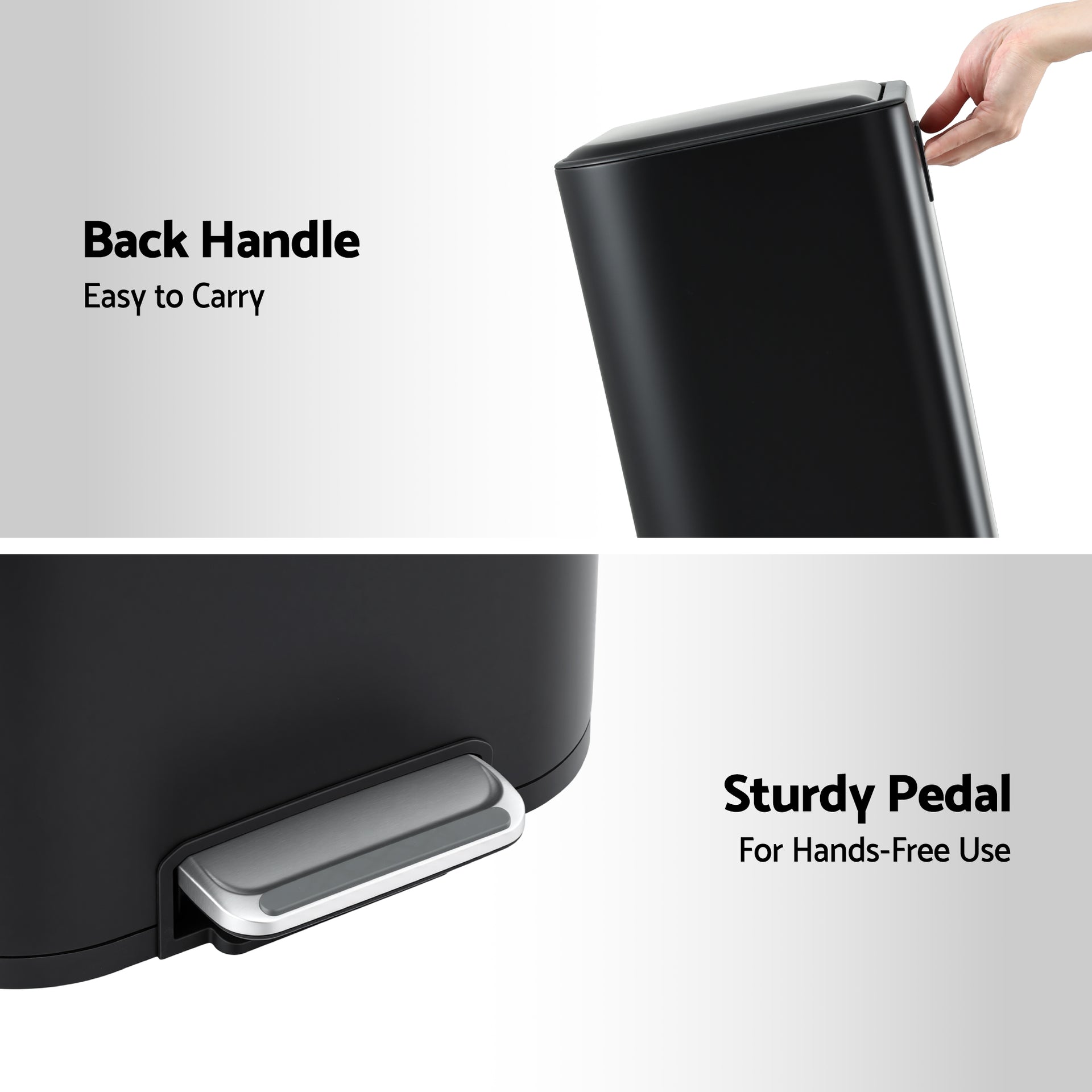 Cefito Kitchen Trash Can 40L Pedal Bins Rubbish Bin Steel with Soft Close Lid, Removable Inner Bucket, Rectangular Garbage Can Recycling Bin, Black Awezingly