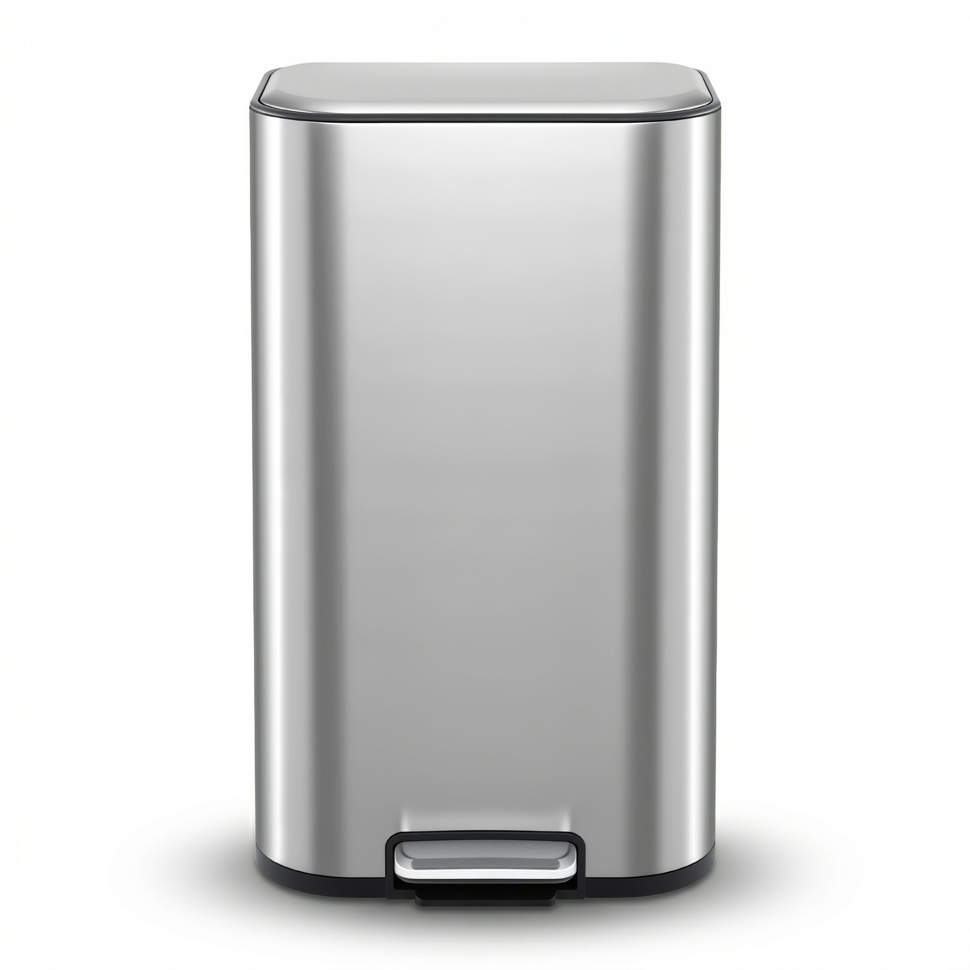 Cefito Kitchen Trash Can 40L Pedal Bins Rubbish Bin Steel with Soft Close Lid, Removable Inner Bucket, Rectangular Garbage Can Recycling Bin, Silver Awezingly