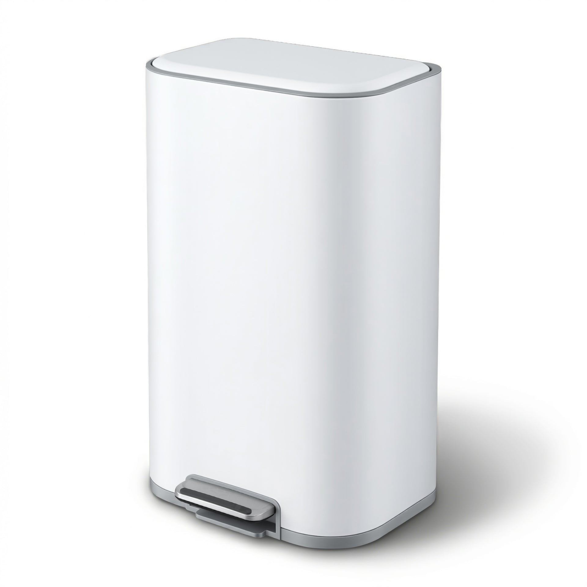 Cefito Kitchen Trash Can 40L Pedal Bins Rubbish Bin Steel with Soft Close Lid, Removable Inner Bucket, Rectangular Garbage Can Recycling Bin, White Awezingly