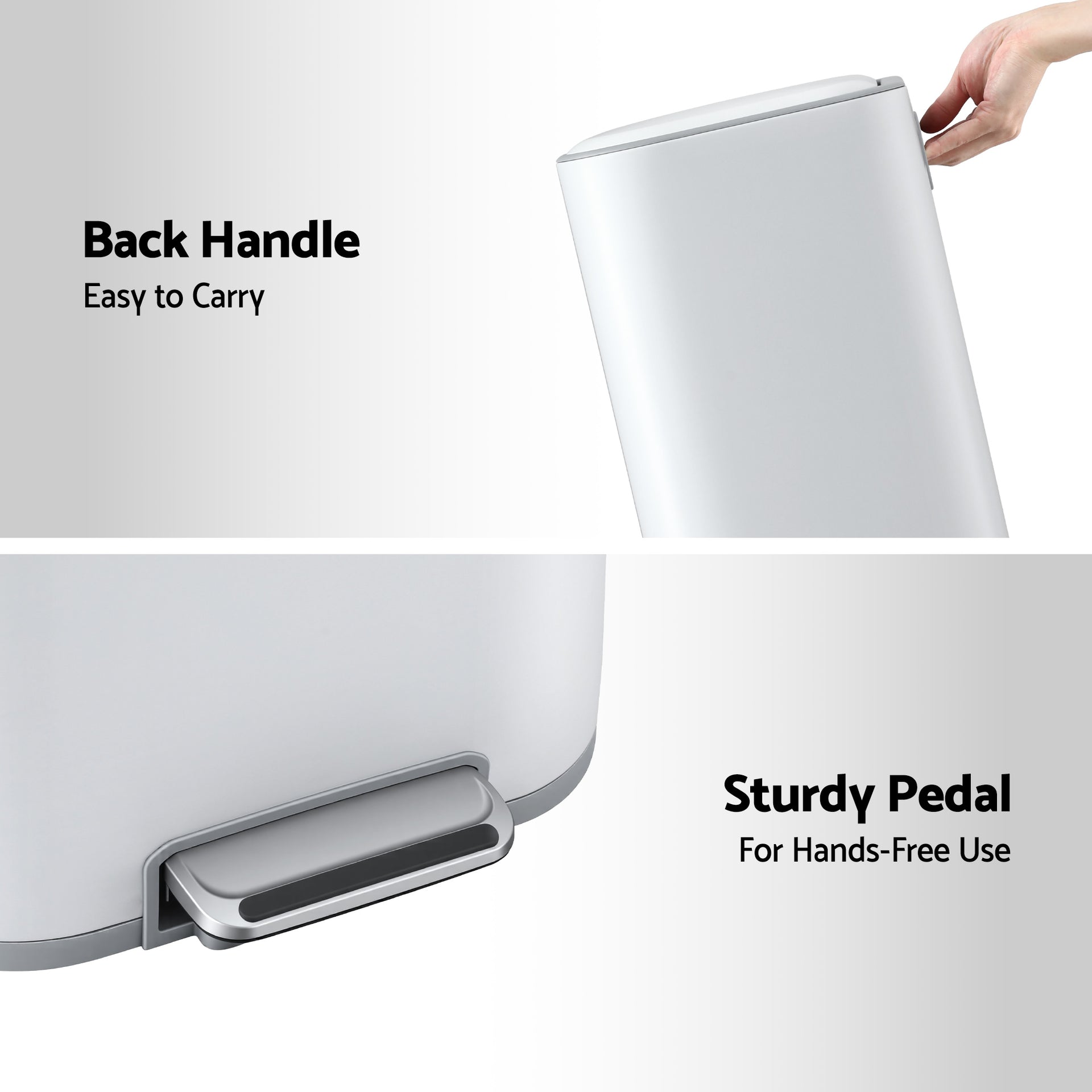 Cefito Kitchen Trash Can 40L Pedal Bins Rubbish Bin Steel with Soft Close Lid, Removable Inner Bucket, Rectangular Garbage Can Recycling Bin, White Awezingly
