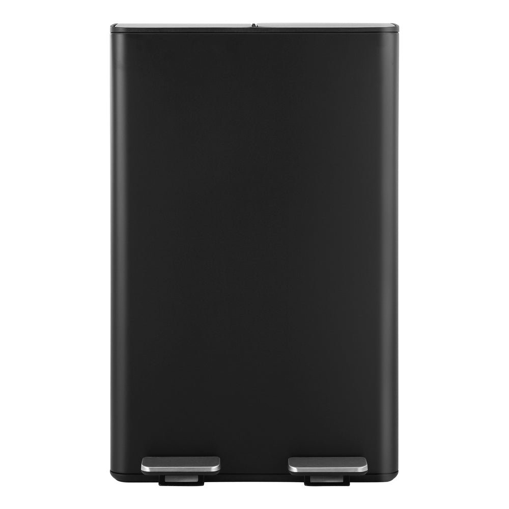 Cefito Pedal Bins Rubbish Bin Dual Compartment Waste Recycle Dustbins 60L Black Cefito