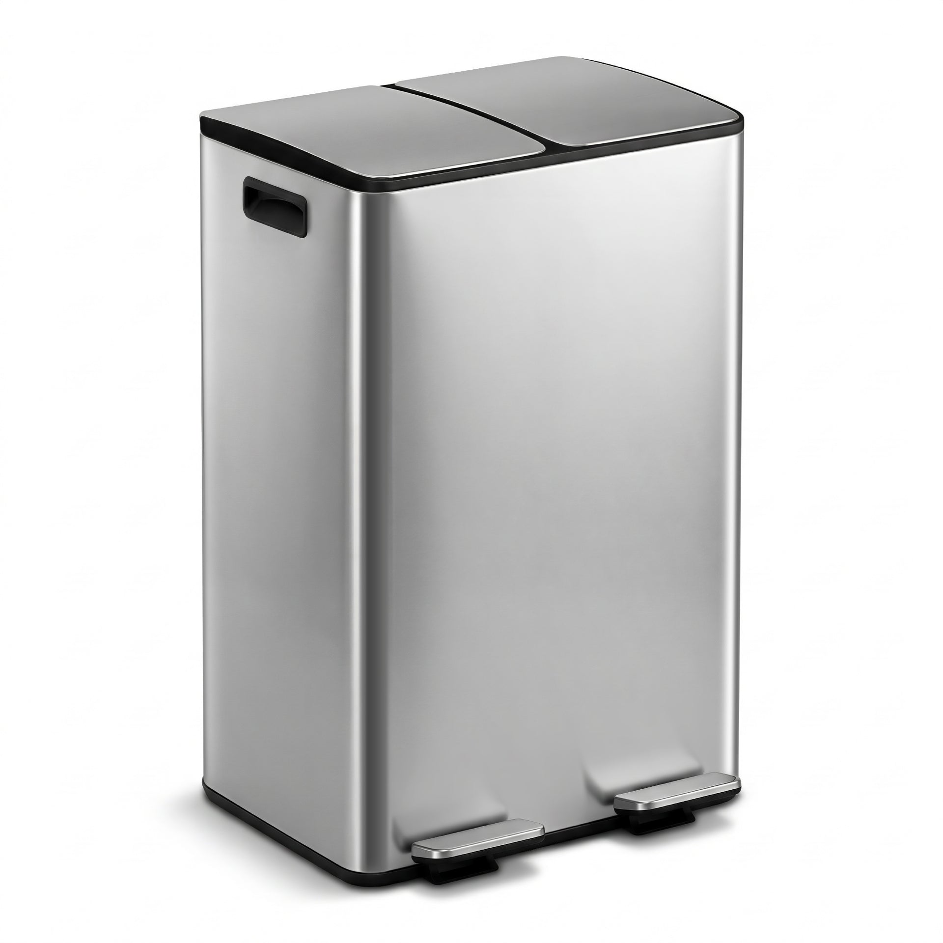 Cefito Pedal Bins Rubbish Bin Dual Compartment Waste Recycle Dustbins 60L Silver Awezingly