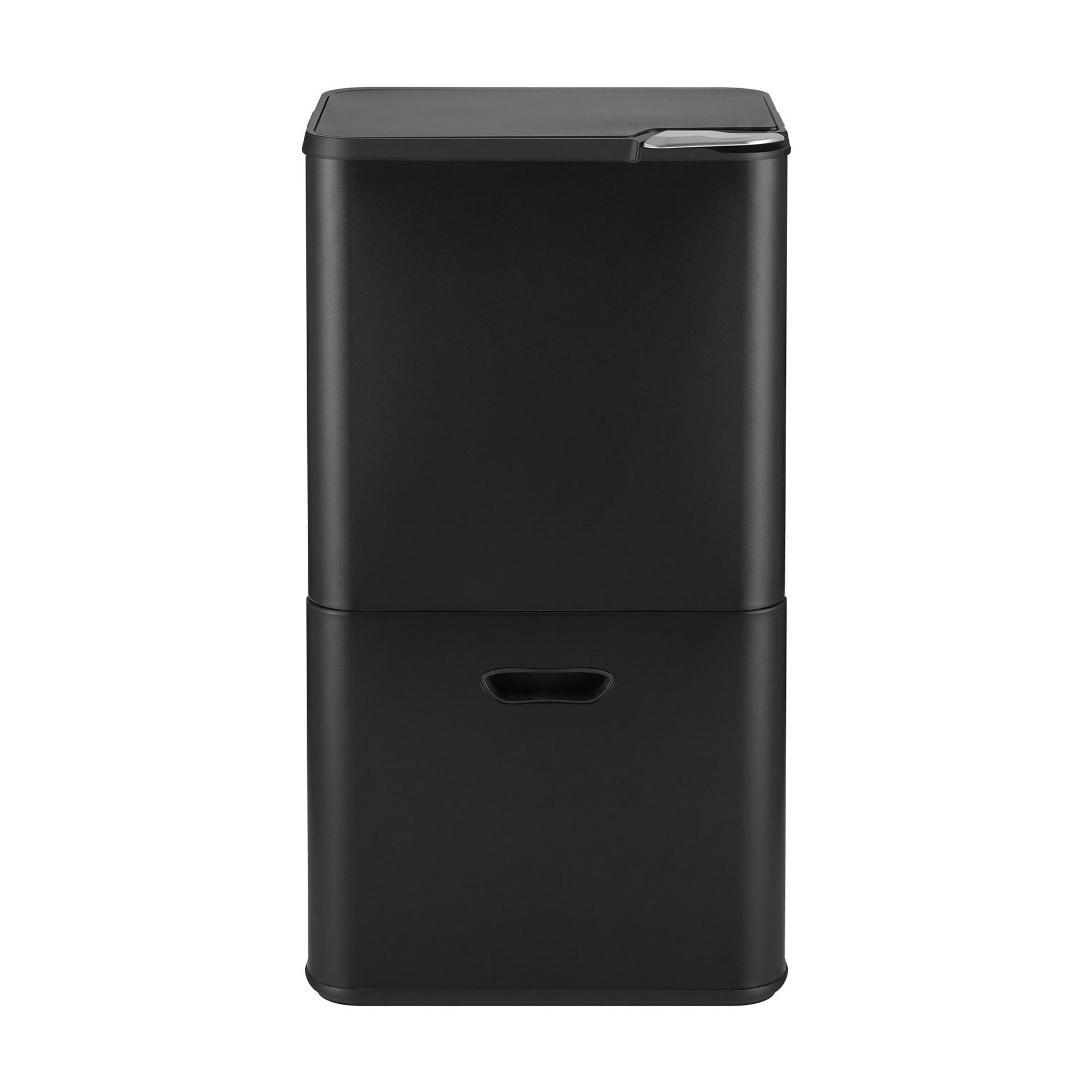 Cefito 63L Rubbish Bin 3 Compartment Carbon Steel Split Door Trash Can Black Cefito