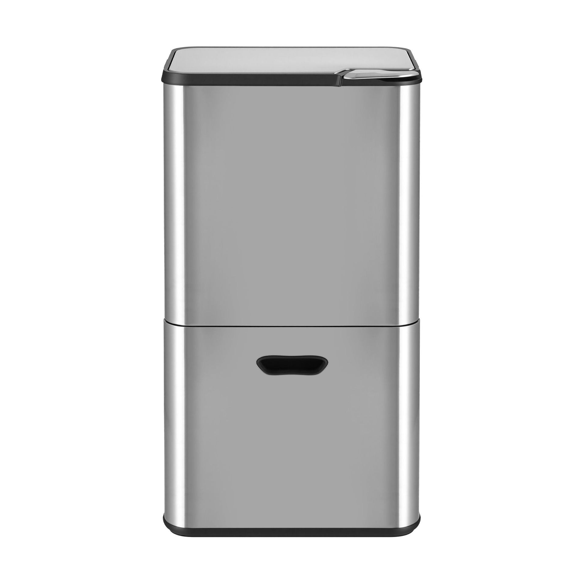Cefito 63L Rubbish Bin 3 Compartment Stainless Steel Split Door Trash Can Silver Cefito