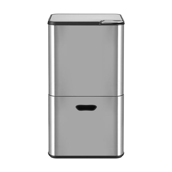 Cefito 63L Rubbish Bin 3 Compartment Stainless Steel Split Door Trash Can Silver Cefito