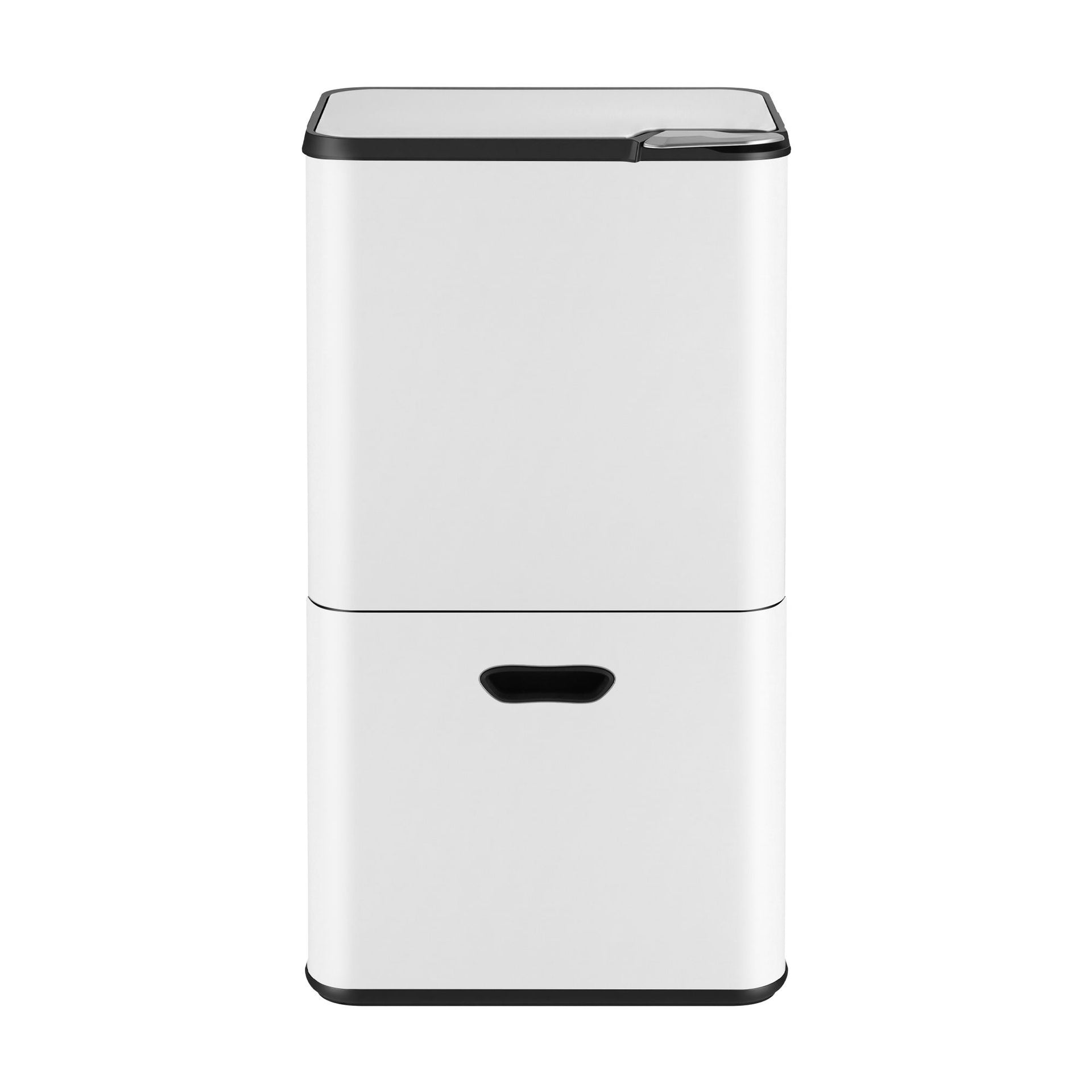 Cefito 63L Rubbish Bin 3 Compartment Carbon Steel Split Door Trash Can White Cefito