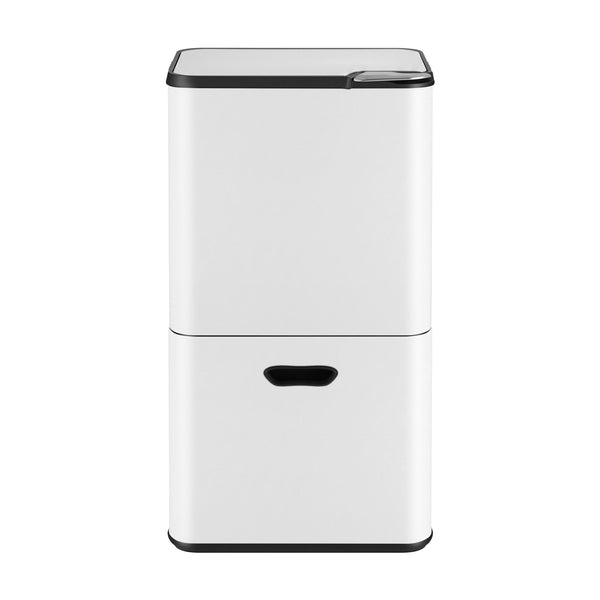 Cefito 63L Rubbish Bin 3 Compartment Carbon Steel Split Door Trash Can White Cefito