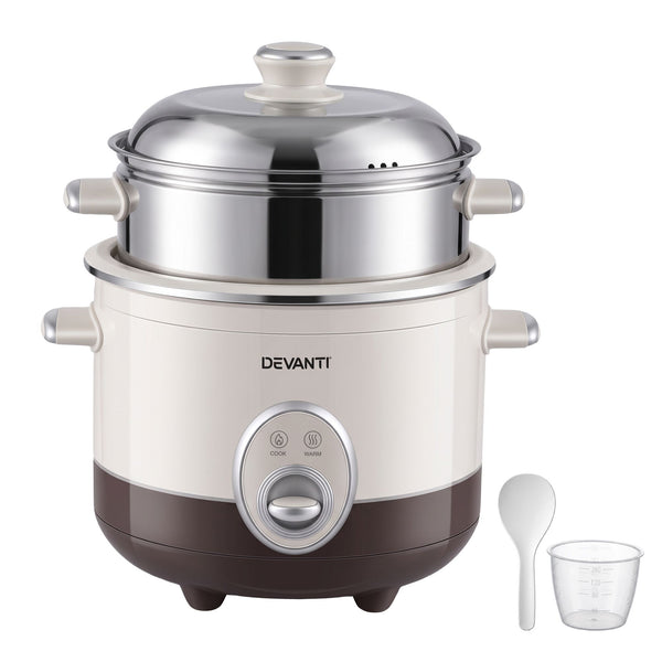 Devanti 3L Rice Cooker Small 6 Cup Multi Cooker with Steamer Awezingly