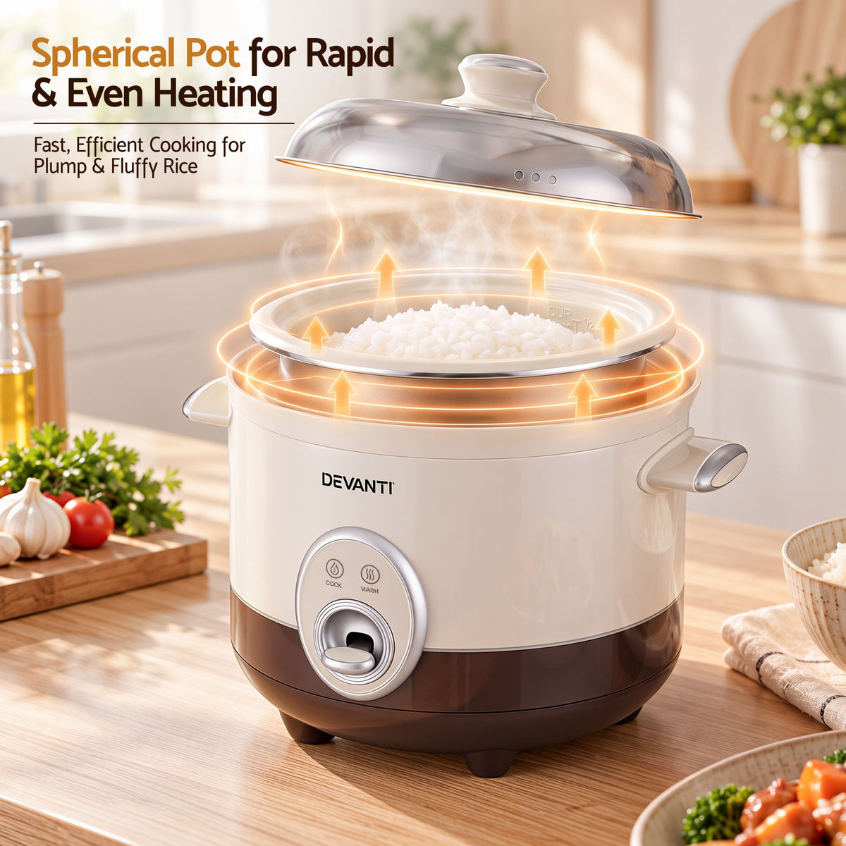 Devanti 3L Rice Cooker Small 6 Cup Multi Cooker with Steamer Awezingly