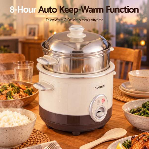 Devanti 3L Rice Cooker Small 6 Cup Multi Cooker with Steamer Awezingly