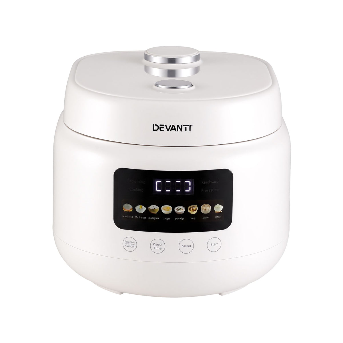 Devanti 3L Rice Cooker Small 6 Cup 8-in-1 Multi Cooker with 24H Preset Off-White Awezingly